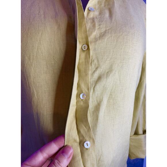 Urban Haus Women’s Size S Linen Shirt, Long Sleeve Button Down, Ochre Yellow - Picture 7 of 9